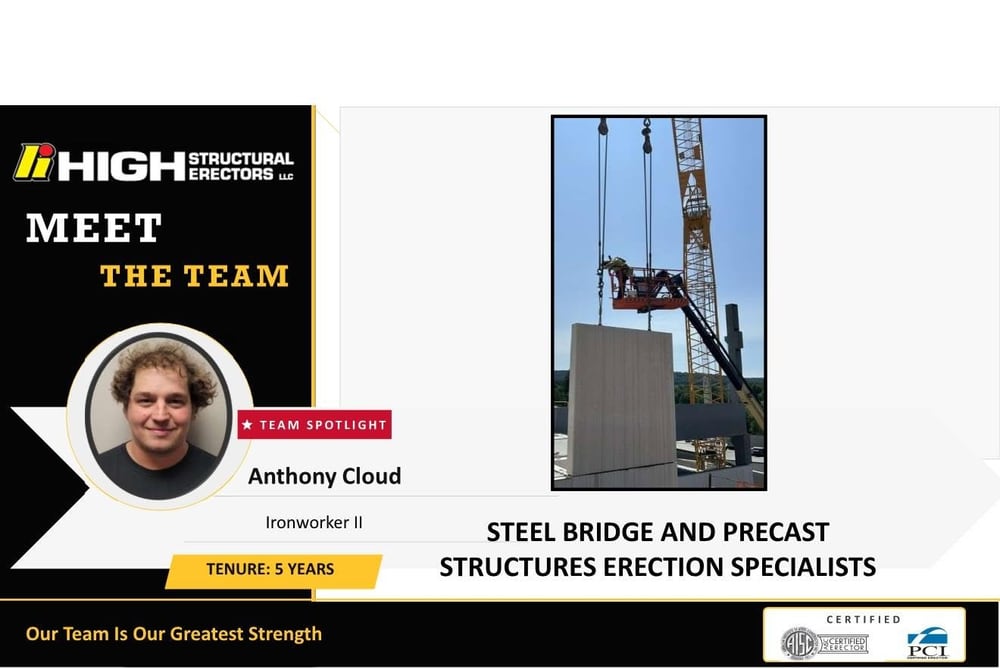 Meet the Team card for Anthony Cloud, Ironworker II at High Structural Erectors