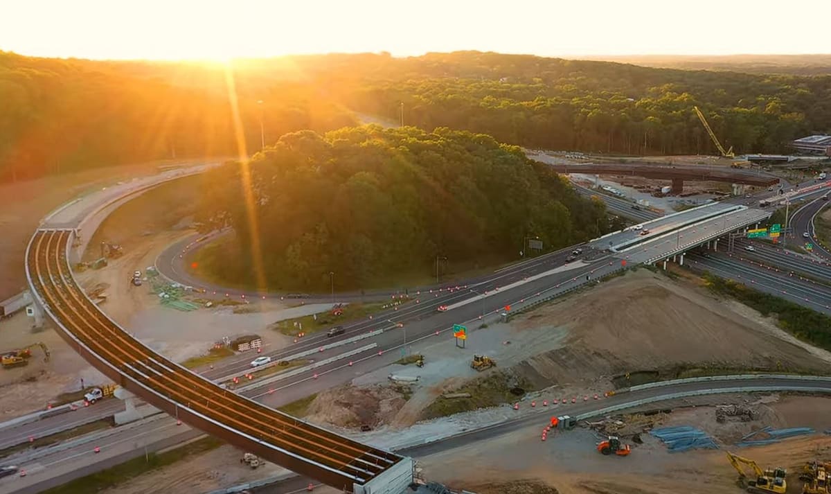 Highway bridges at sunset