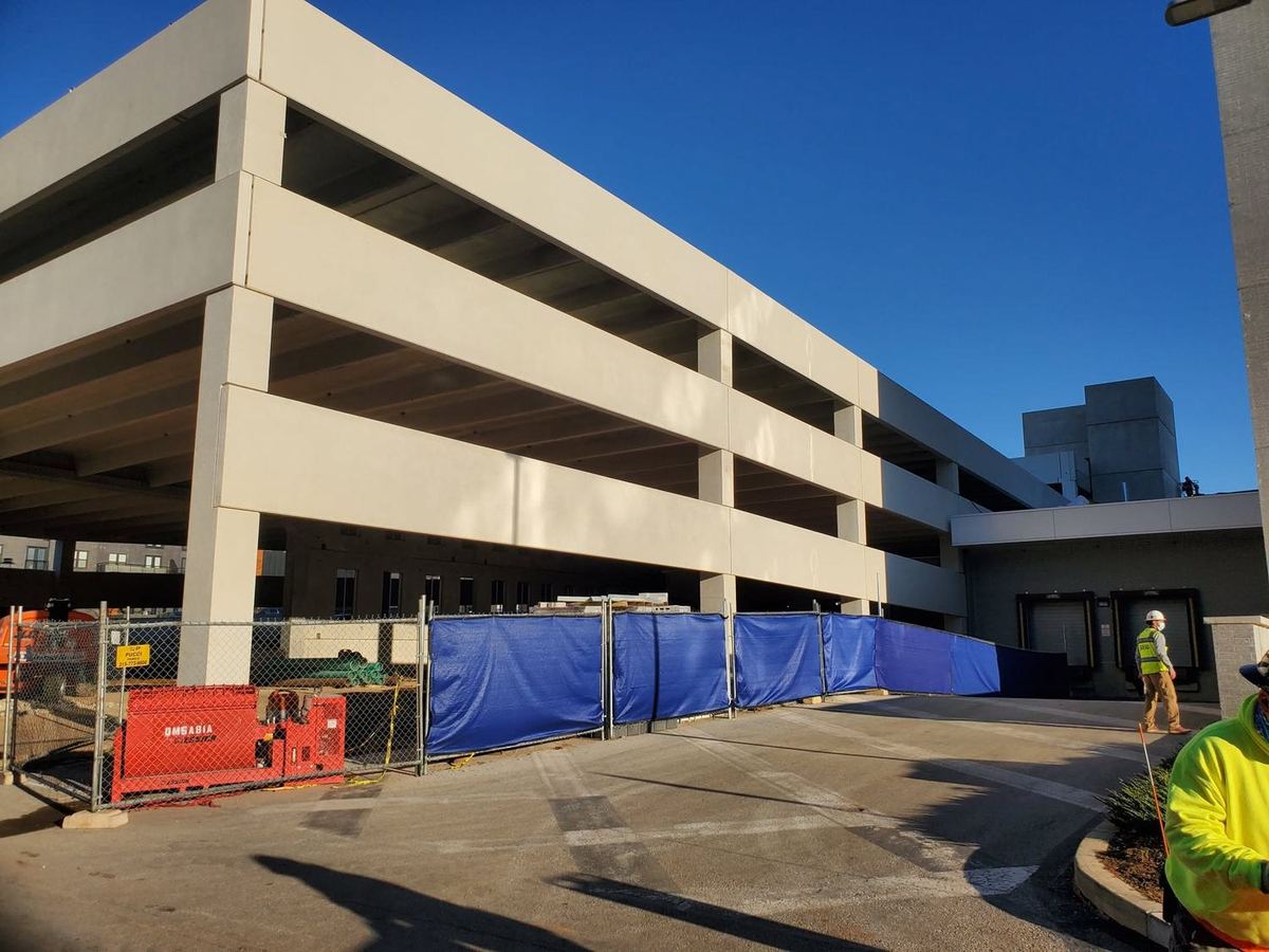 Precast parking structure under construction