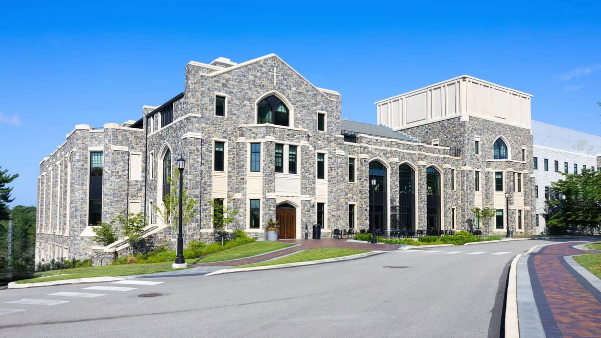 Stone-clad architectural precast on Drosdick Hall at Villanova University