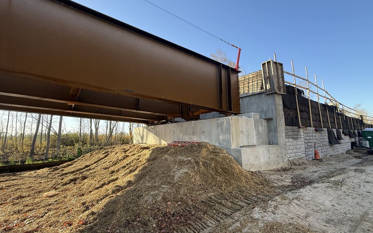 Aerial of a constrained bridge site