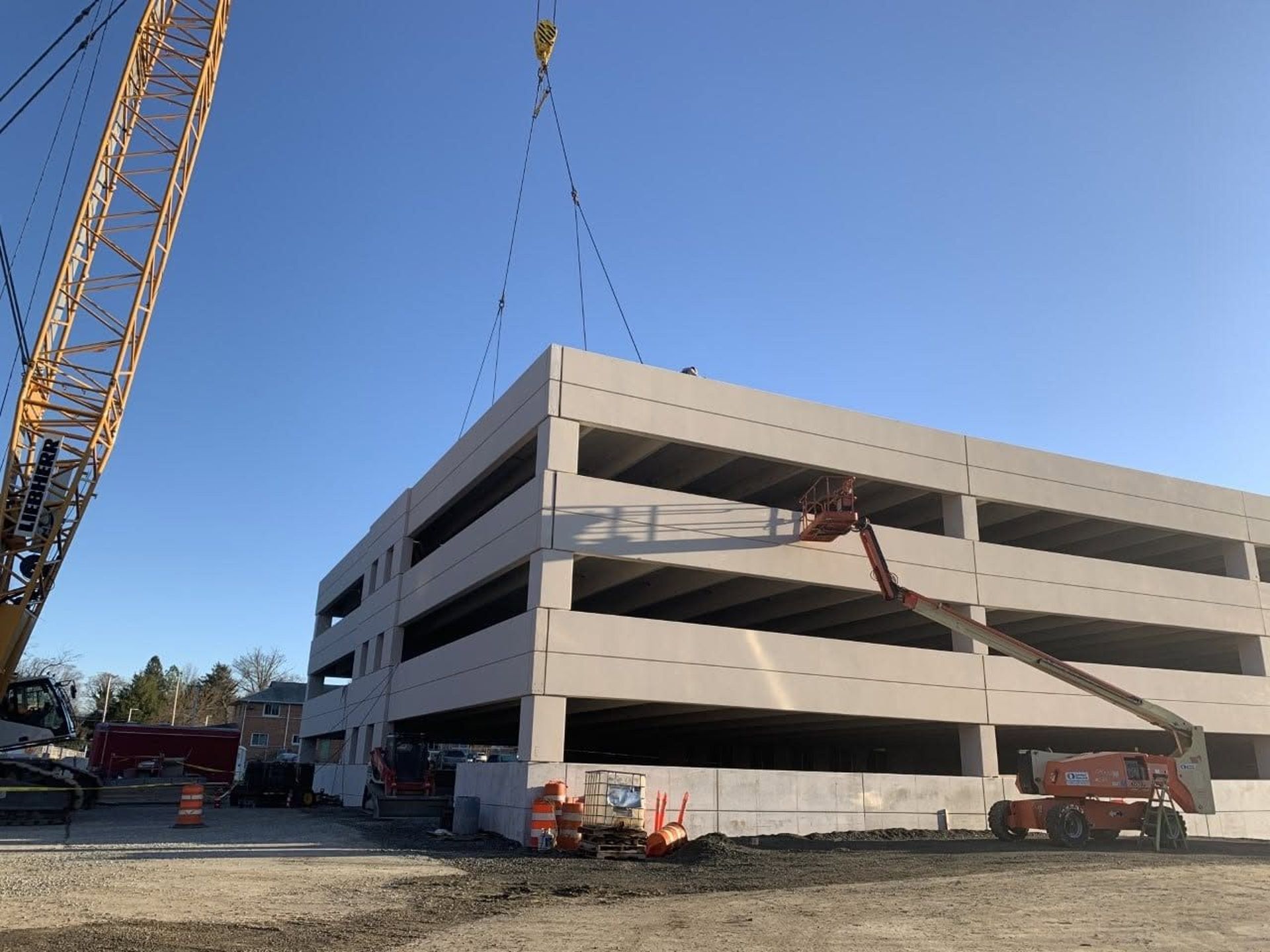 Precast parking garage under construction