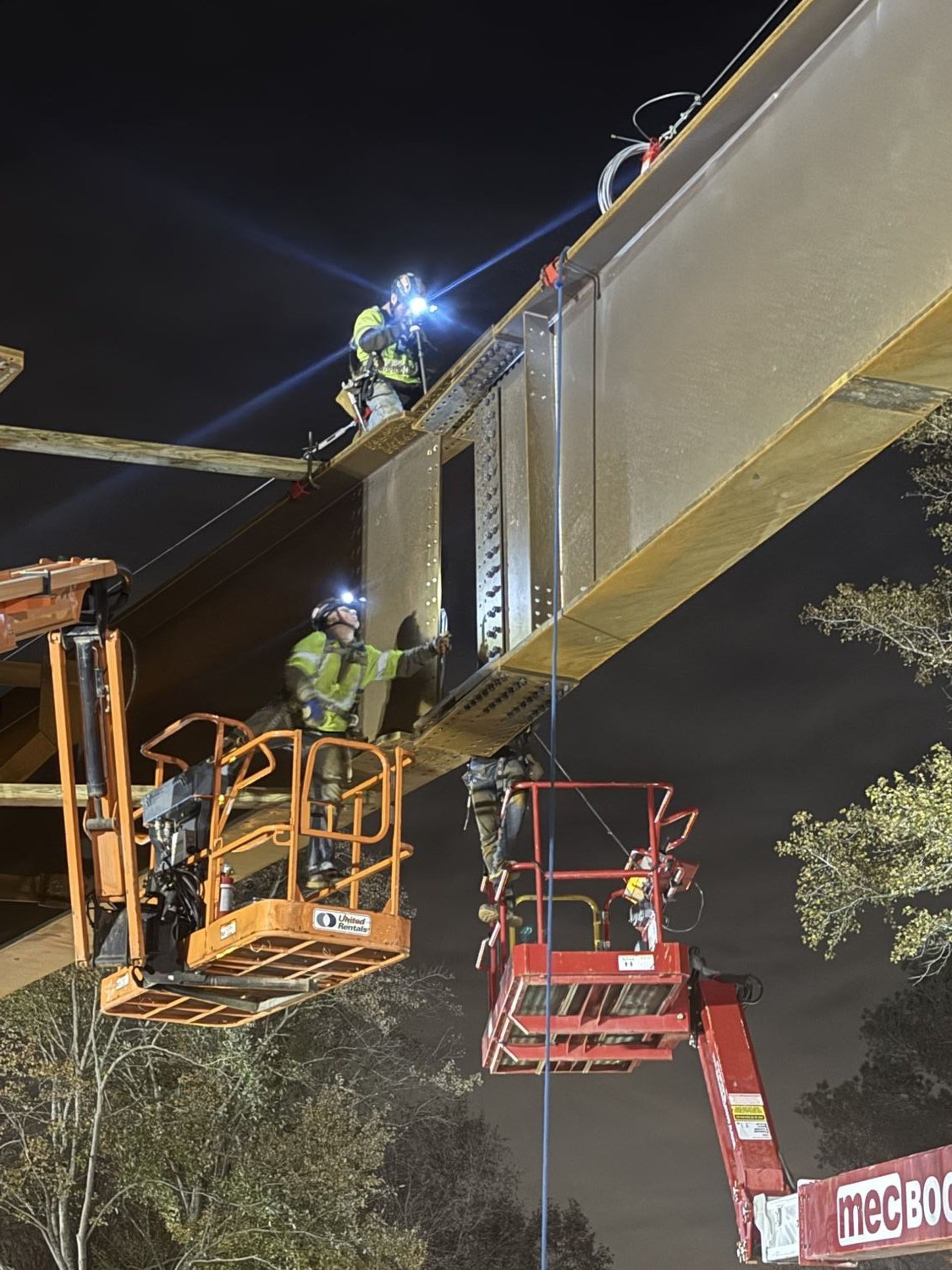 Night steel repair work