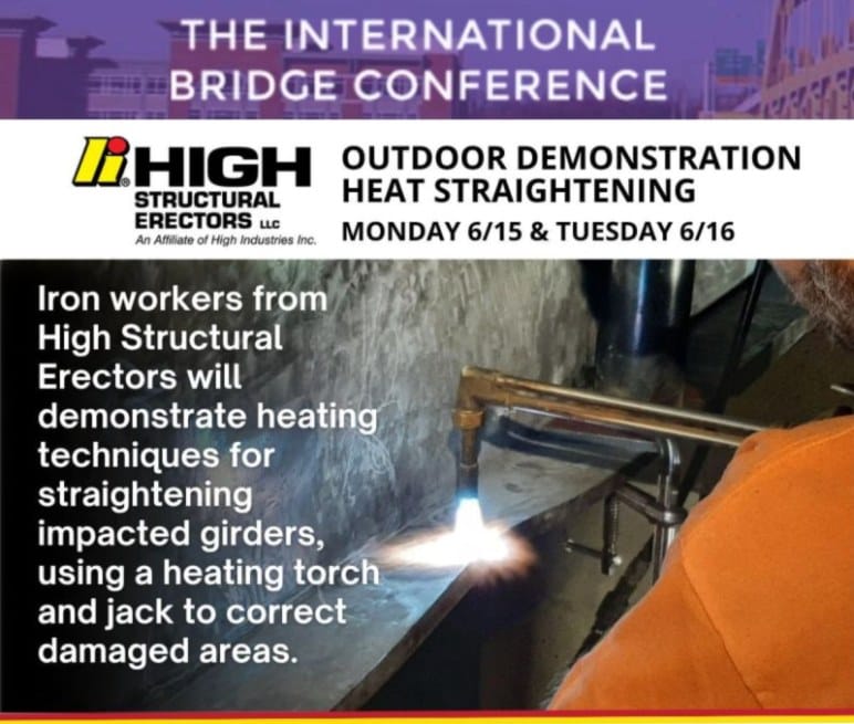HSE flyer for the outdoor heat straightening demonstration at the International Bridge Conference, June 15 and 16