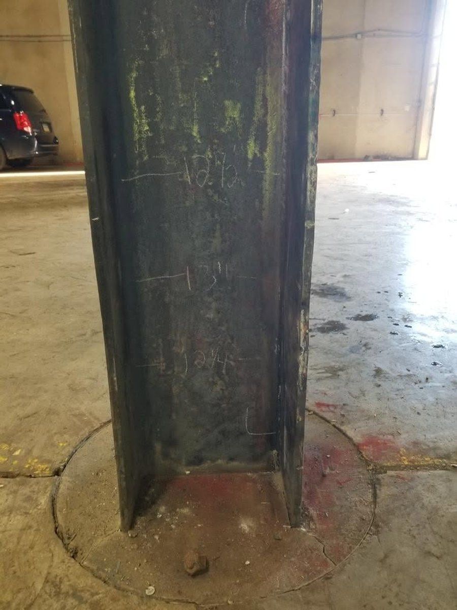 Same column after heat straightening